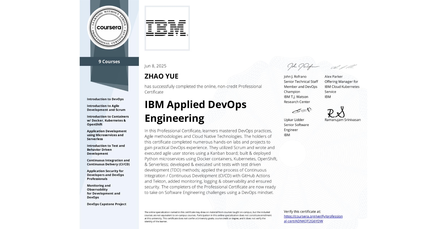 IBM Applied DevOps and Engineering